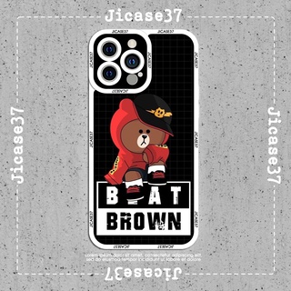 Ốp lưng iphone và samsung xiaomi oppo cạnh vuông Jicase Gấu Beat Brown 