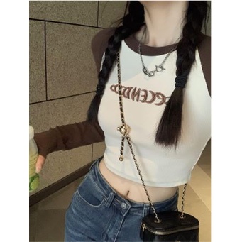 Áo Thun Lửng Tay Dài Thêu Chữ Trẻ Trung Cho Nữ