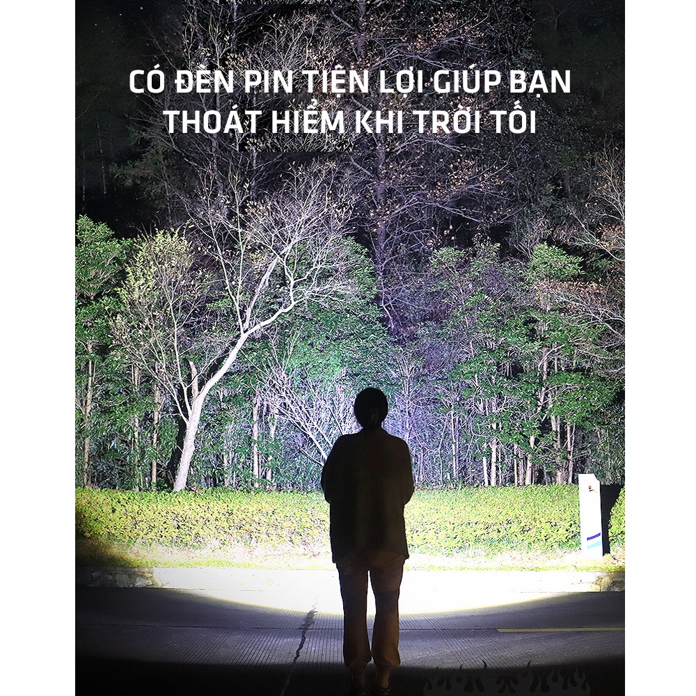Búa Thoát Hiểm Đa Năng Tích Hợp Đèn Pin Sạc Dự Phòng Nam Châm Tiện Lợi
