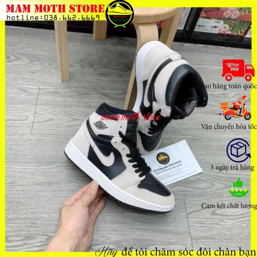 Giày jd, sneaker nam nữ,Air Jordan 1 Mid Crimson Tint xám nâu da lộn