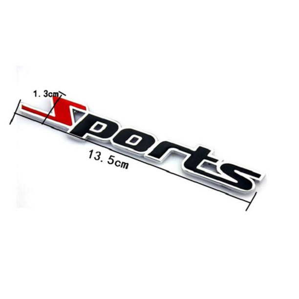 Logo kim loại chữ nổi SPORTS dán ô tô