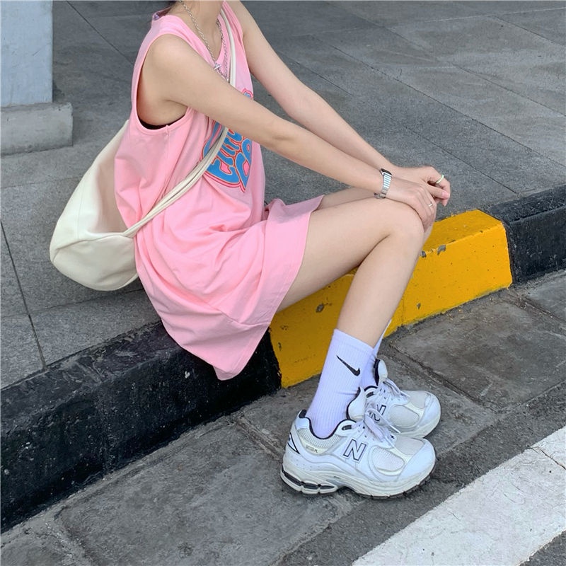 Mới Áo Thun Nữ Không Tay In Chữ Thời Trang Hàn Quốc