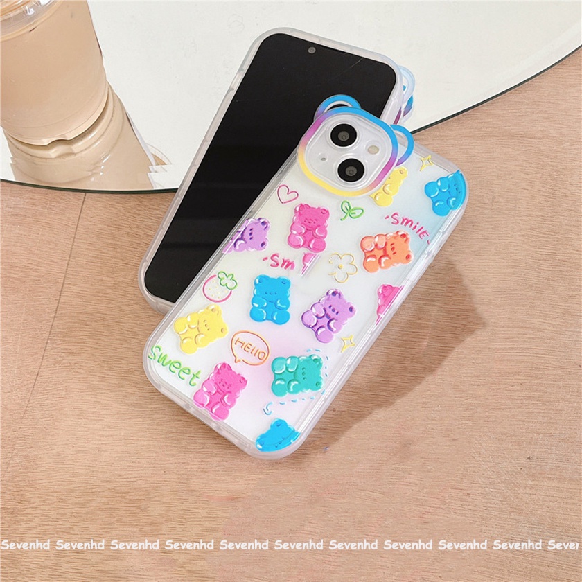Ốp Điện Thoại Dẻo Họa Tiết Hoạt Hình Chú Gấu Nhiều Màu Dễ Thương Cho iPhone 14 13 12 11 Pro Max Xs Max Xr X 6 6s Plus