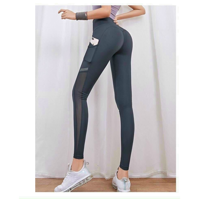 Quần Dài Tập Gym Nữ - Quần Legging Tập Gym Phối Lưới Dọc Chân Thời Trang