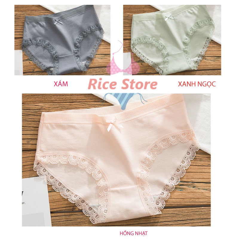 quần lót nữ cotton viền ren phối lưới mềm mại KIMCHIBIKINI đồ chip thái cạp to siêu đẹp kháng khuẩn sexy  QL008