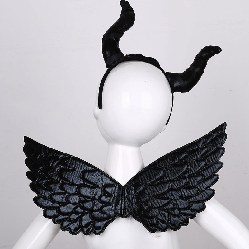 Cài Tóc Hình Cánh Ác Quỷ Màu Đen Hóa Trang Halloween Cho Bé