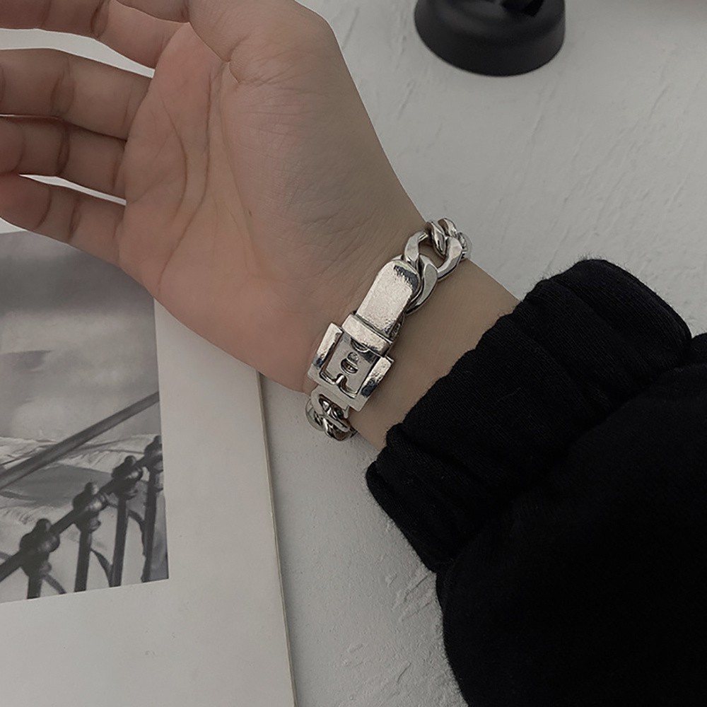 Vòng Tay Hợp Kim Phong Cách Hip Hop Thời Trang Hàn Quốc Cổ Điển Có Thể Điều Chỉnh Cho Nam Và Nữ