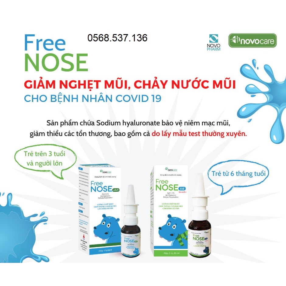 Free Nose Adult dung dịch vệ sinh mũi xoang cho trẻ từ 6 tháng - người lớn
