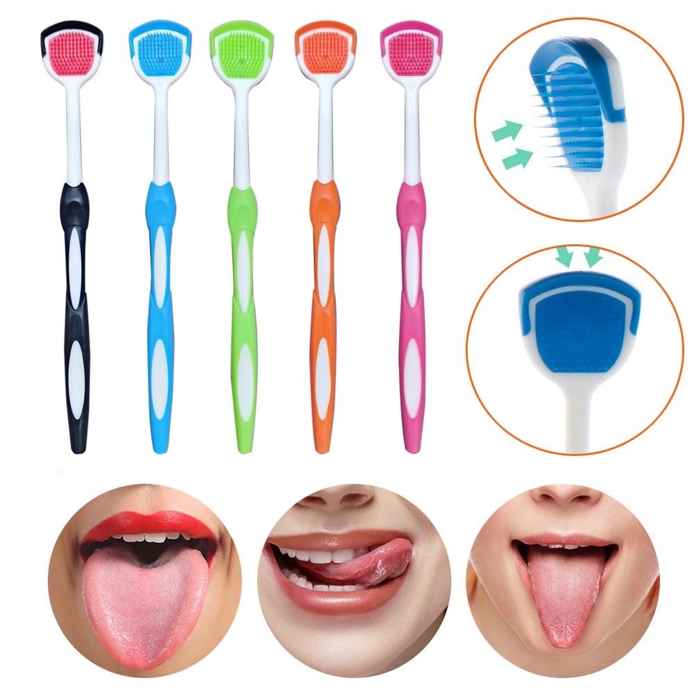 [Hàng mới về] Dụng cụ cạo làm sạch lưỡi bằng silicone nhiều màu sắc tiện lợi có thể tái sử dụng