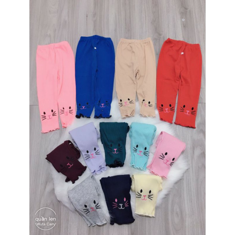 combo 5 quần legging thêu, vải len tăm dày dặn, mềm