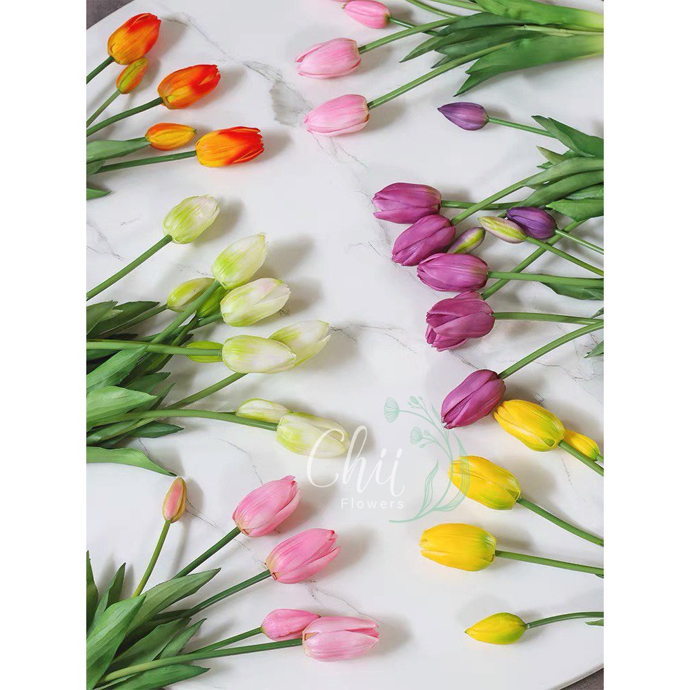 Hoa giả hoa lụa - Bó hoa tulip mới đẹp trang trí nội thất Hà Nội nhập khẩu cao cấp Chiiflower CH59