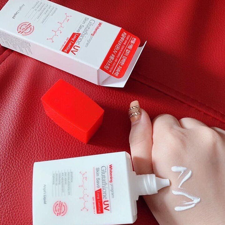 Kem Chống Nắng Angel’s Liquid Whitening Program Glutathione UV Skin Save Long Lasting SPF50+ PA+++ + Tặng 1 Mặt Nạ BNBG