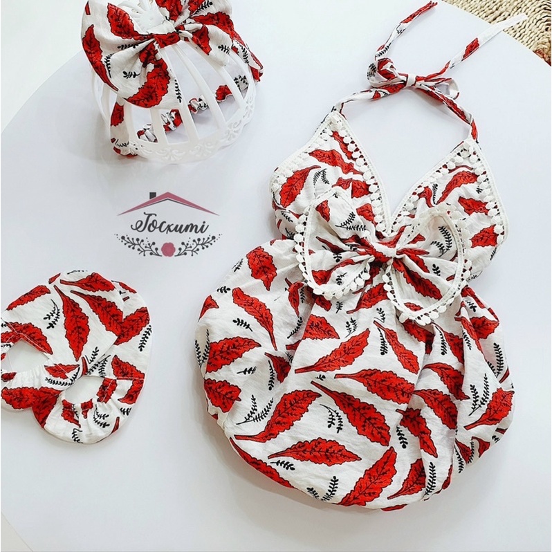 Body yếm lá đỏ ren bi xinh yêu - Tocxumi