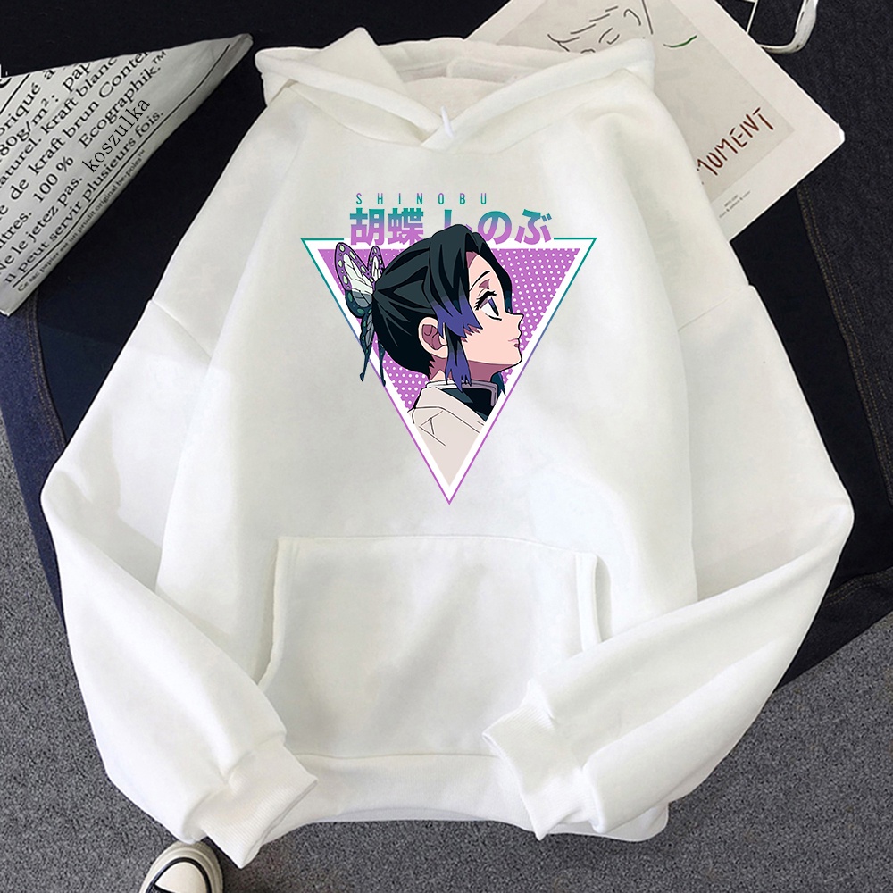 Áo Hoodie Mùa Đông In Hình Nhân Vật Anime Demon Slayer Shinobu Dễ Thương Phong Cách Harajuku Cho Nữ