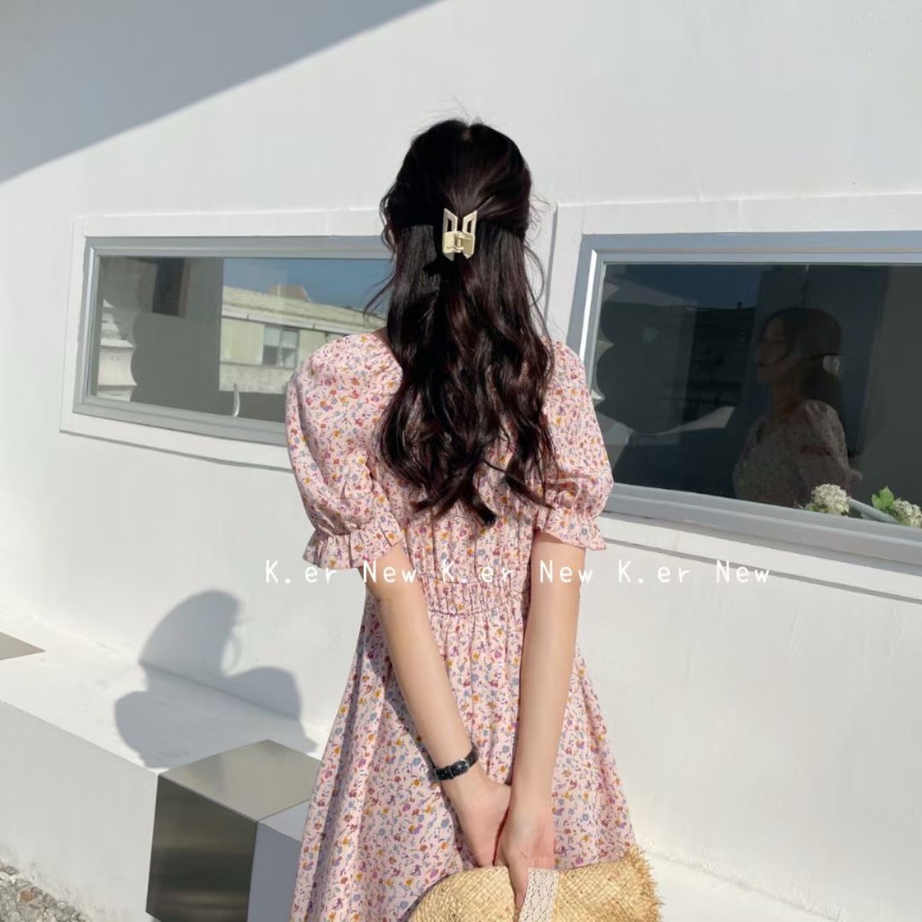 Váy hoa nhí cúc ngực dáng ngắn VKE1009-1 Ulzzang style🌸 Hàng Quảng Châu