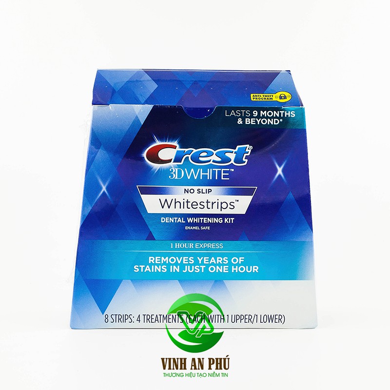 {THANH LÝ SIÊU RẺ} MIẾNG DÁN TRẮNG RĂNG CREST 3D WHITE 1 HOUR EXPRESS 8 STRIPS -  8 MIẾNG DÁN