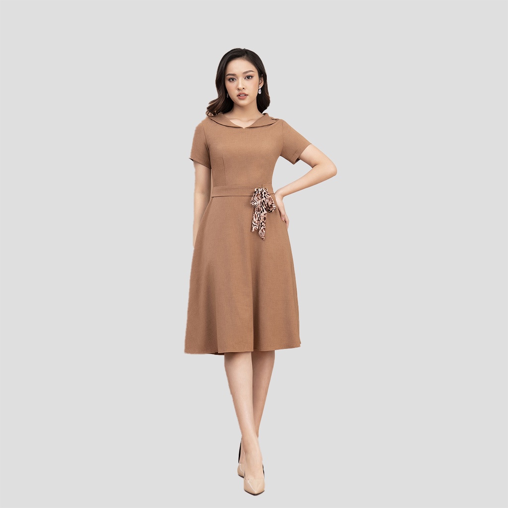 Váy Chữ A Xòa Nhẹ Phối Nơ Eo Cao Cấp Luperi LFV3212