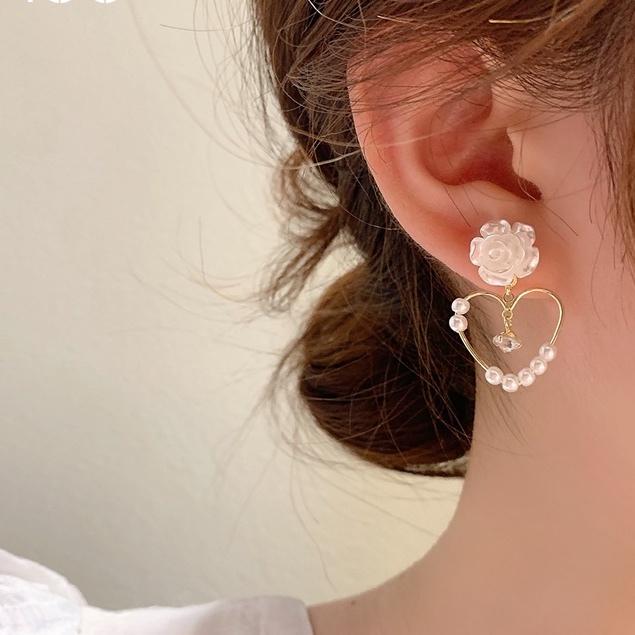 Bông Tai Mạ Bạc 925 Hình Tròn Đính Ngọc Trai Họa Tiết Hoa Sang Trọng Thời Trang Mùa Hè Cho Nữ