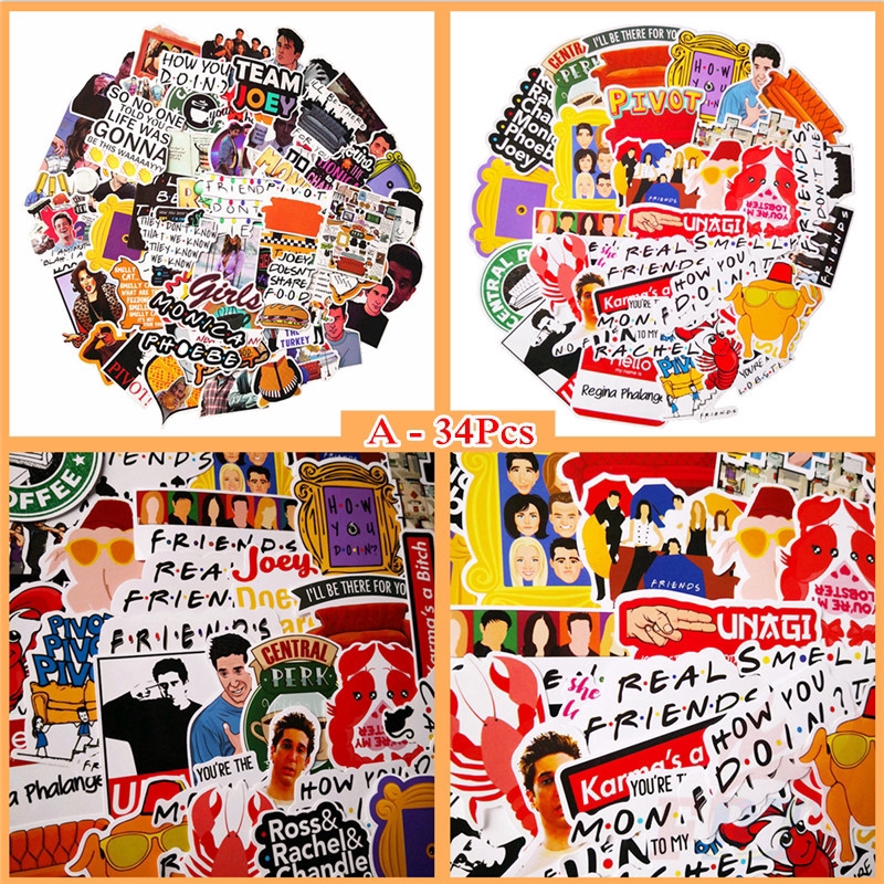 ❉ Friends - Series 02 Hot TV Shows Giấy và decal dán tường ❉1 Set DIY Doodle Decals Stickers（A-34Pcs；B-64Pcs）