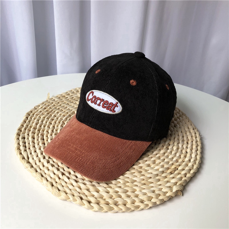 Personality creative children's baseball cap letters fashion casual new corduroy children's cap