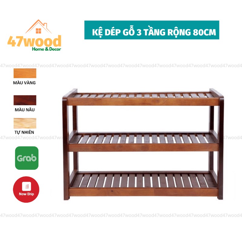 KỆ ĐỂ GIÀY DÉP BẰNG GỖ 80CM 3 TẦNG