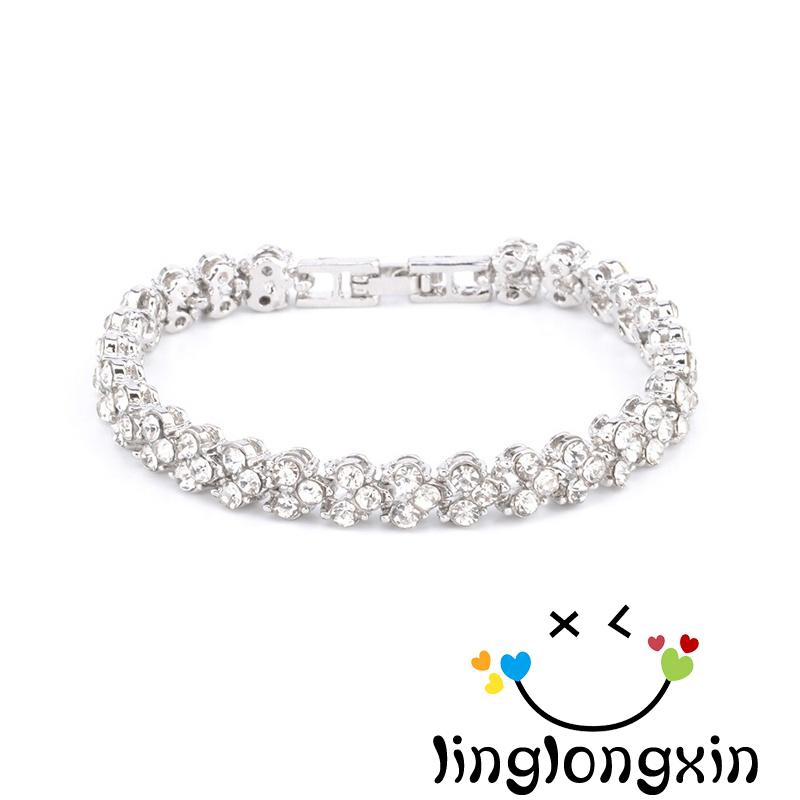 Vòng đeo tay hợp kim đính kim cương giả lấp lánh thời trang cho nữ