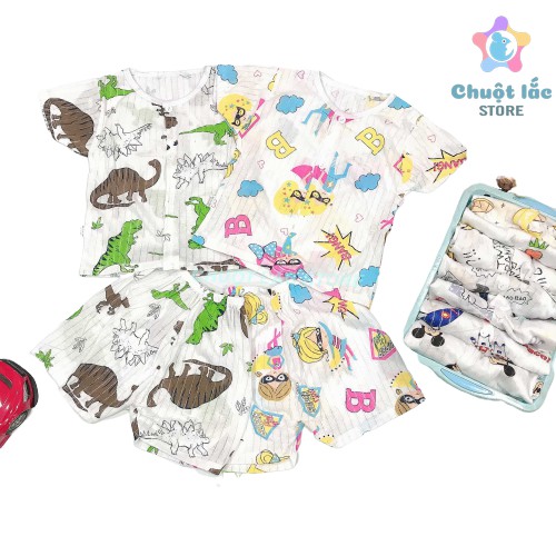 Combo 3 Bộ Quần Áo Cotton Giấy Chuột Lắc Store Cho Bé Trai Bé Gái Tay Ngắn 4Kg Đến 15Kg( Mẫu Ngẫu Nhiên)