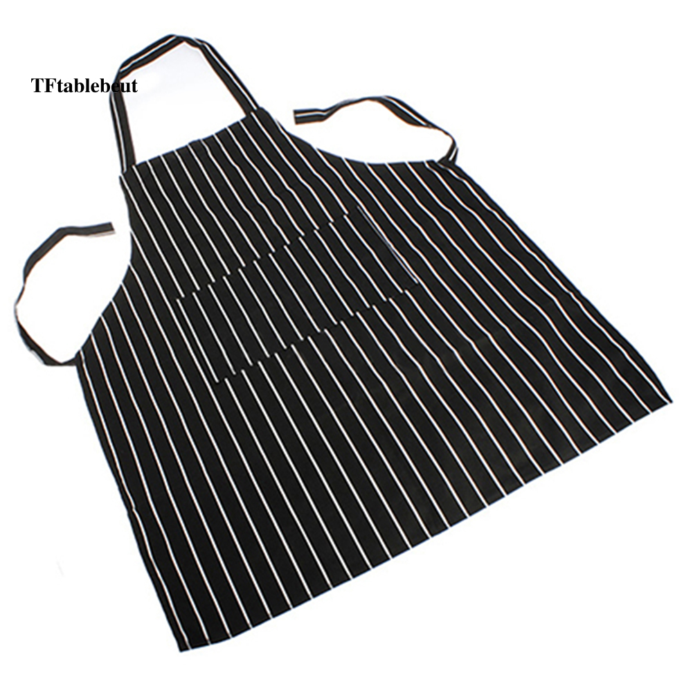 Tạp Dề Sọc Đen Điều Chỉnh Được Có 2 Túi Cho Đầu Bếp