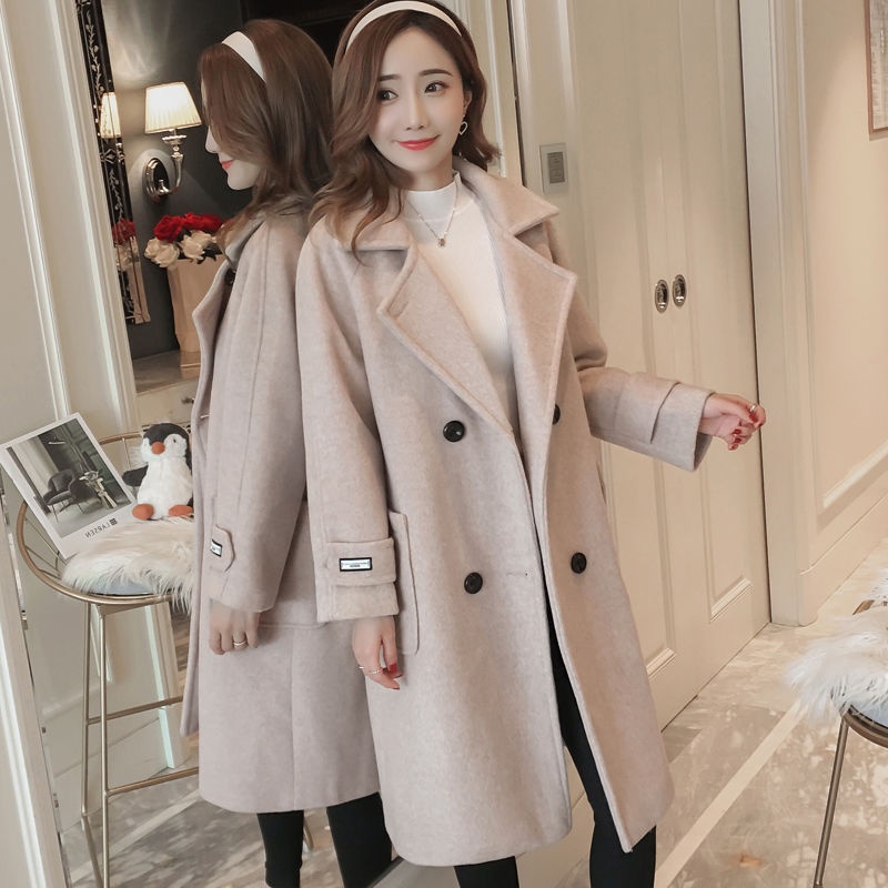 Áo Khoác Len Dáng Dài Vừa Thời Trang Thu Đông Phong Cách Hàn Quốc Mới Cho Nữ