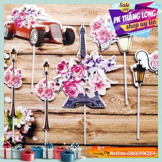 Set cắm tháp Eiffel Trang trí bánh kem - Trang trí bánh sinh nhật