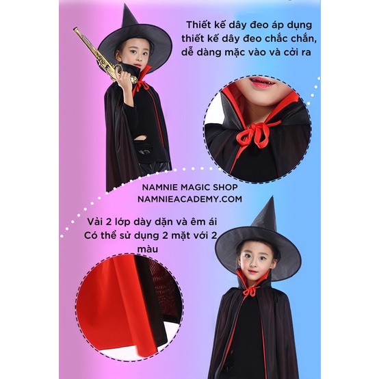 Bộ Áo Choàng Và Mũ Phù Thủy, Hai Lớp Hóa Trang Halloween,Trang Phục Ảo Thuật | BigBuy360 - bigbuy360.vn