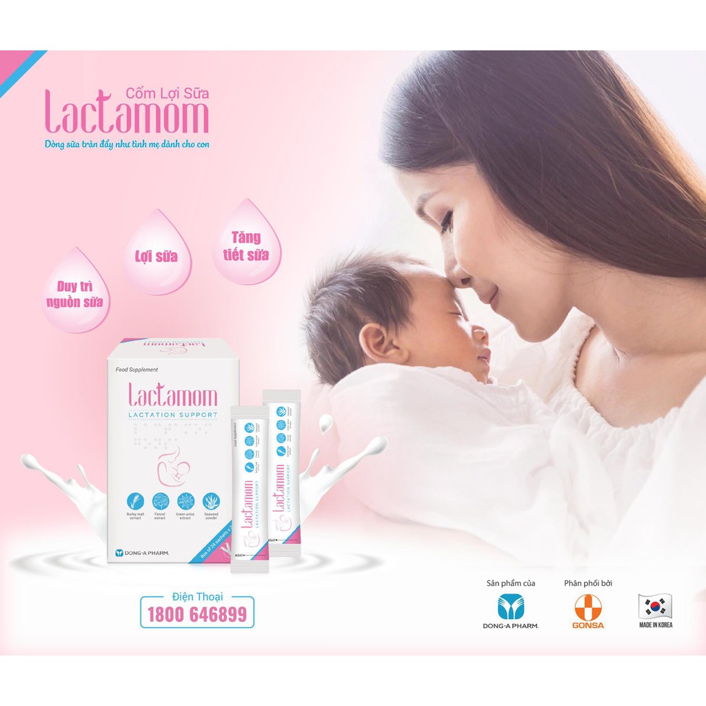 [Date mới nhất] Cốm lợi sữa LACTAMOM (Hộp 24 gói) - Tuôn trào dòng sữa mẹ [lactomom / lactamum / lactomum]