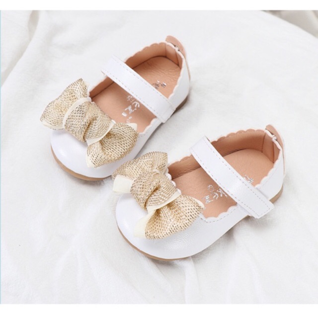 Giày búp bê cho bé gái hình nơ 3 màu đỏ, Hồng, trắng