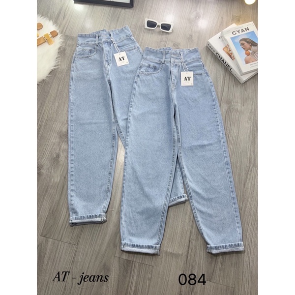 Baggy jeans lưng cao 2 nút lai cuốn