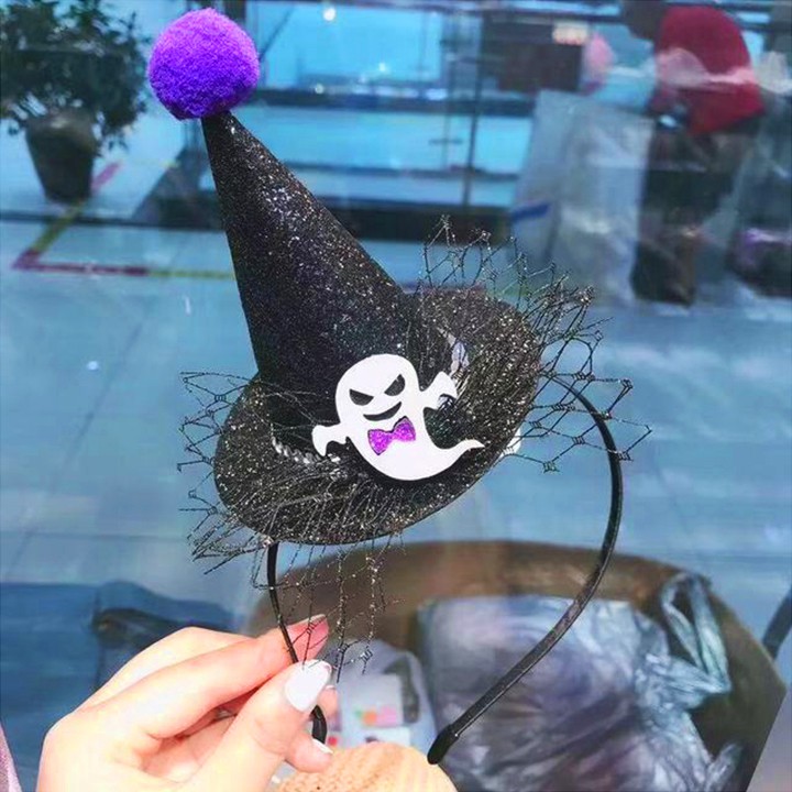 Băng đô Halloween cao cấp hình nón phù thủy huyền ảo phối lưới ma quái cực sành điệu BBShine – HLW004