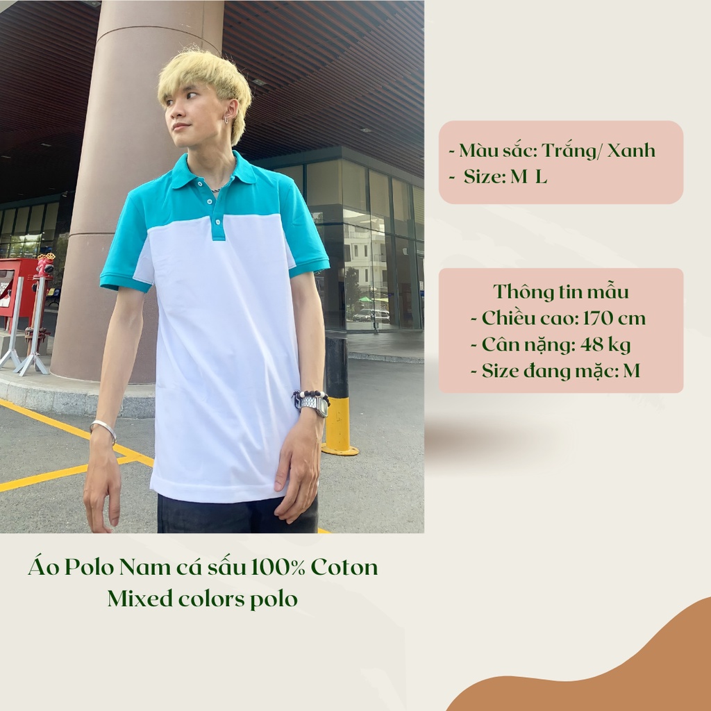 [SIEUSALE] Áo Polo Nam vải cá sấu 100% Coton, áo polo phối 2 màu | Mixed colors polo