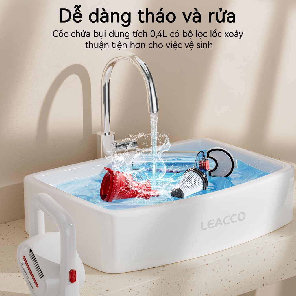 Máy hút bụi có dây LEACCO V10 3 trong 1 trọng lượng nhẹ di động lực hút mạnh 20Kpa với bộ lọc HEPA cho gia đình