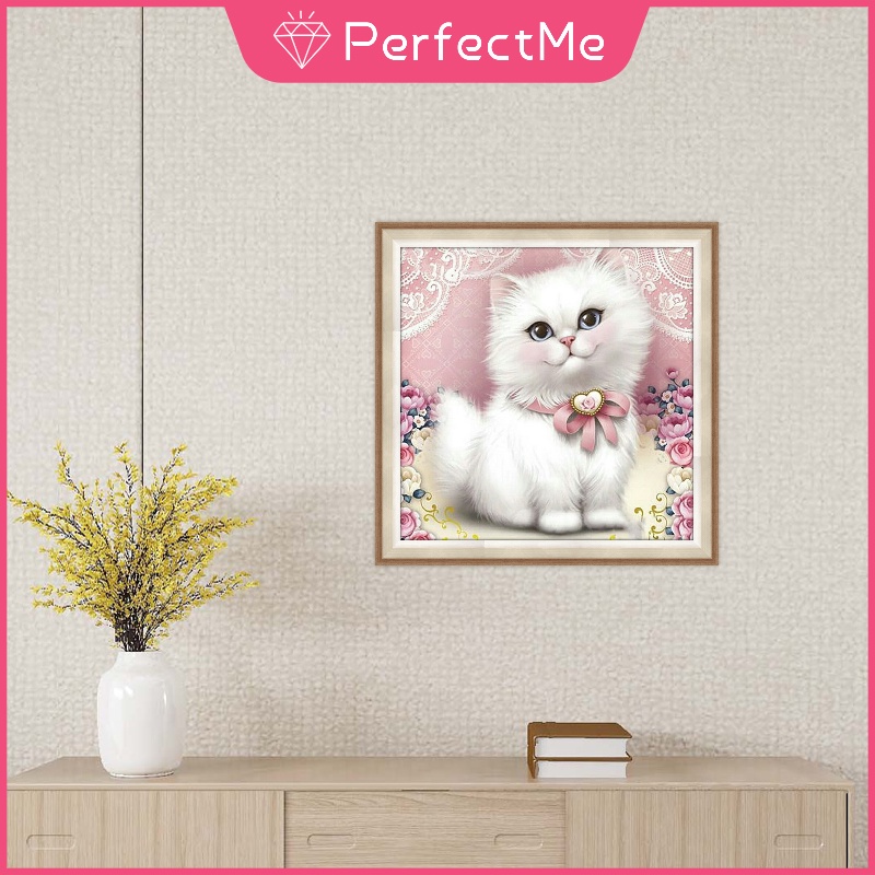 Bộ tranh đính đá 5D DIY hình mèo và chó dễ thương trang trí phòng ngủ cho cặp đôi