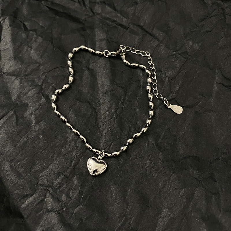 Vòng tay 23593 hạt gạo phối mặt hình trái tim thời trang Hàn Quốc cá tính phù hợp với mọi phong cách cho cặp đôi