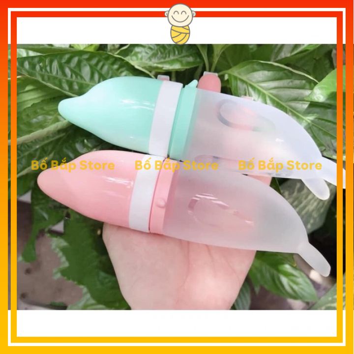 Bình Thìa Silicon VCOOL  ⚡Tặng Kèm Núm Nhai Hoa Quả⚡ Tập Ăn Dặm Chống Hóc Siêu Mềm