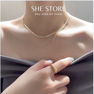 Dây chuyền Vòng cổ nữ, Vòng Chocker 2 dây dáng mảnh đơn giản Vintage