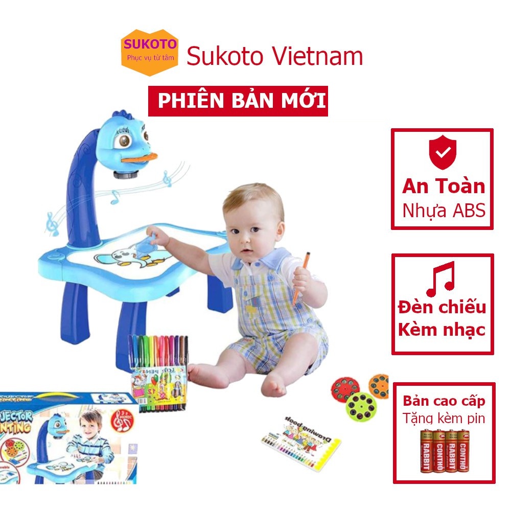 Bàn vẽ thông minh máy chiếu đa năng có đèn chiếu sáng kèm nhạc cho bé