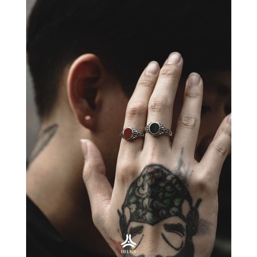 Nhẫn bạc nam, nữ HeliSilver Gothic Red Jasper Helios Original S925