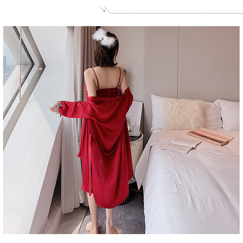 Đầm ngủ, Váy ngủ lụa 2 dây LYSSA phối ren mềm mịn, sexy gợi cảm - Kèm áo choàng VN003 | BigBuy360 - bigbuy360.vn