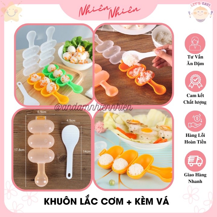 Khuôn lắc cơm cho bé tặng kèm thìa xới  Tạo hình giúp kích thích sự tò mò cho bé