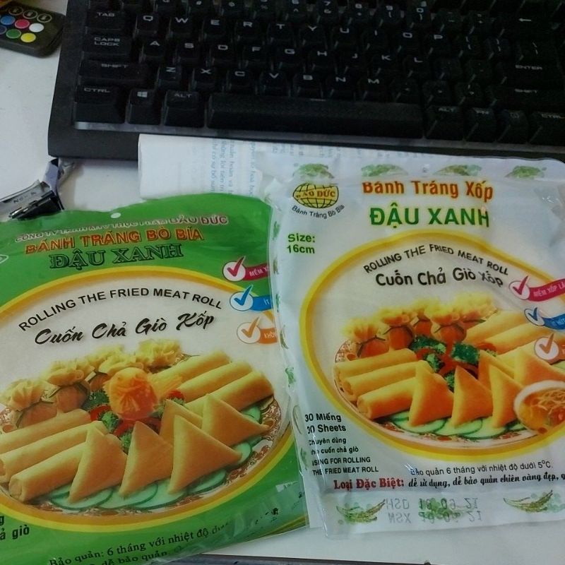 BÁNH TRÁNG ĐẬU XANH CUỐN CHẢ GIÒ (bánh tráng bò bía)