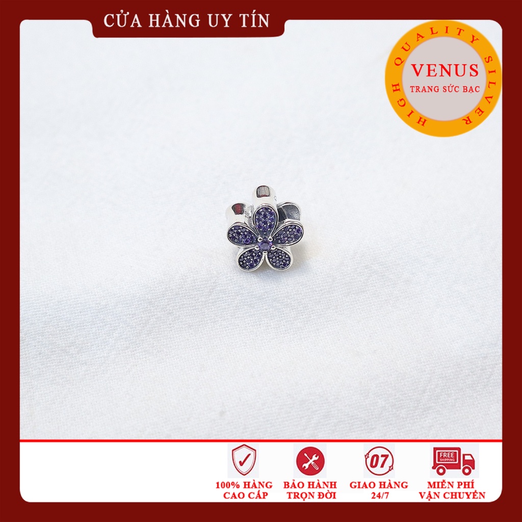 Charm bạc 925 hoa 5 cánh tím- Mã sản phẩm VENUSCX201