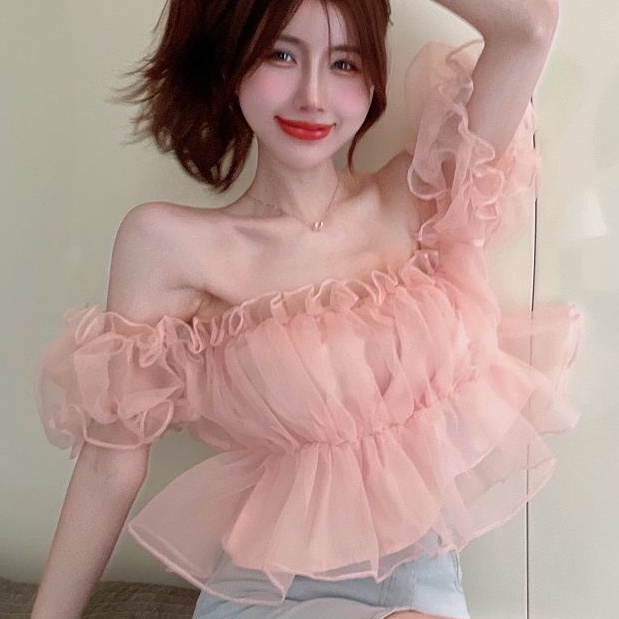 Áo Kiểu Tay Phồng Hở Vai Bằng Vải Voan Thời Trang Mùa Hè Dành Cho Bạn Nữ