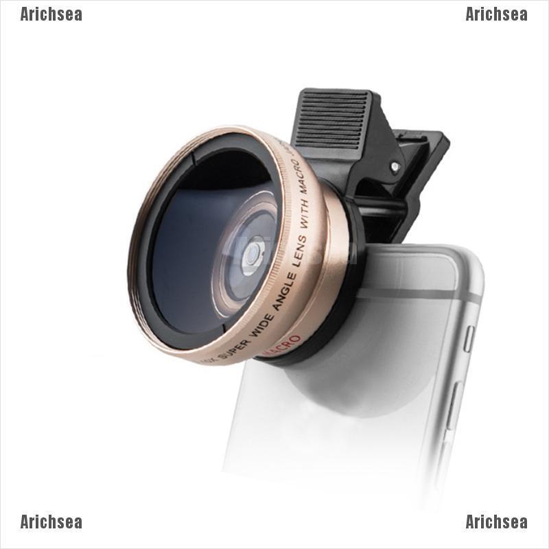 Arichsea Universal 2in1 Clip On Camera Lens Kit Fisheye Wide Angle Macro For Cell Phone