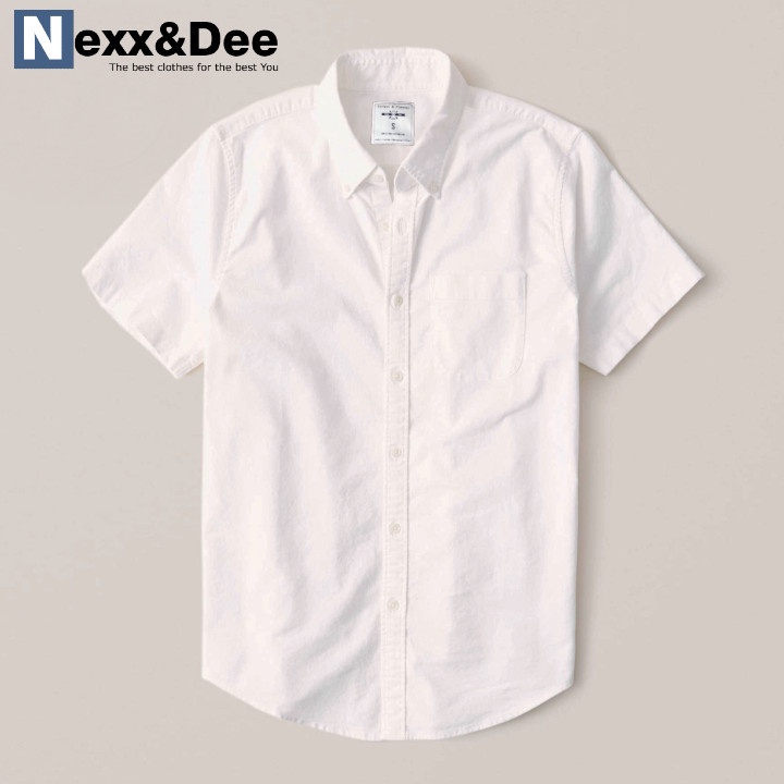 Áo sơ mi ngắn tay nam trắng công sở vải Oxford denim Nexx&Dee SM04